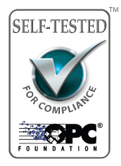 OPC Foundation Self-Tested for Compliance logo indicates that these products have been tested by the manufacturer to be compliant with the following OPC Specifications: Data Access 2.00, Data Access 2.05a, Data Access 3.00. Additional information about compliance testing, logo program and a summary of test results for OPC Exchange Server Version 4.2.1 can be found at www.opcfoundation.org.