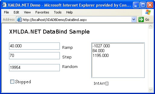 XMLDA.NET Sample ASP.NET client application